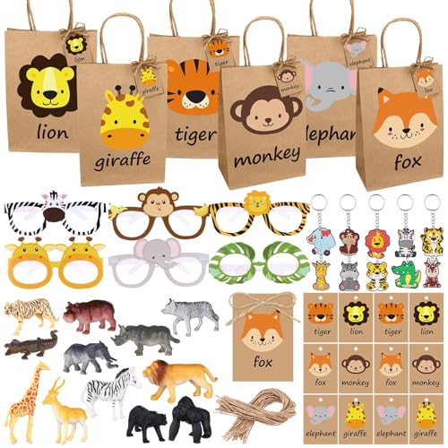 Mini cartes en silicone jungle x48 pour sacs à friandises et petits cadeaux d'enfants
