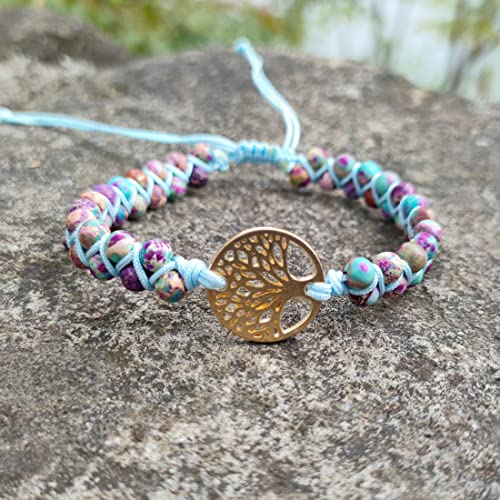 Image of YGLINE Boho Handmade Natural Stone Bead 3 Row Wide Wrap Wrist Statment Bracelet Jewelry Collection