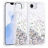 ScandiCasis Liquid Glitter Case for iPhone 16e, Flowing Sparkle Quicksand Design Bling Glitter Clear Case for Women, Soft TPU Shockproof Girly Case, Silver