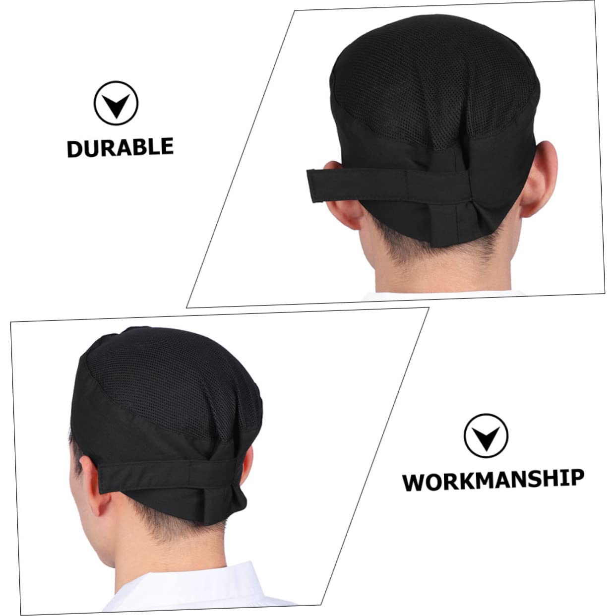 COLLBATH Sombrero De Cocinero Gorra De Cocinero De Algodón Gorra De Chef De Cocina Gorras Negras Gorra Sombreros para Hombres Gorro De Unisex Paño Black