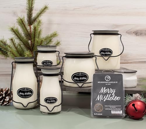 Image of Milkhouse Merry Mistletoe Soy Candle, 16 oz Butter Jar, 65+ Hr Burn