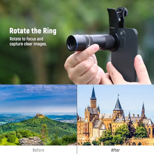 Image of NEEWER 400mm Telephoto Phone Camera Lens with 17mm Threaded Lens Clip, 70cm Minimal Macro Focus Distance, Shot on 2X Zoom, for Backplate, Phone Cage, Case Compatible with iPhone Samsung Android, LS-78