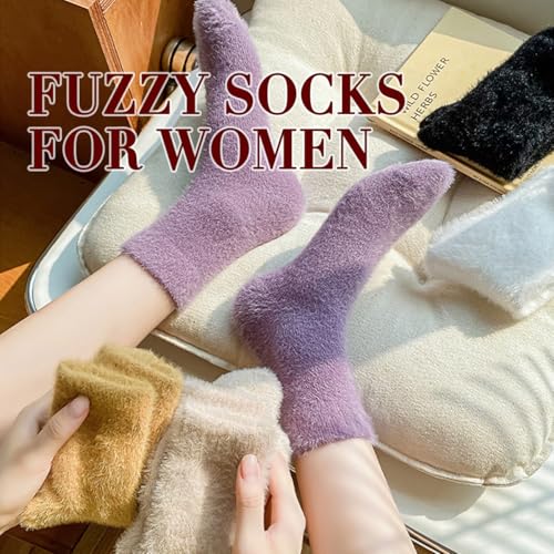 Image of Cozy Wool Fuzzy Socks for Women, Winter Warm Thick Slipper Socks, Ideal for Fall and Cold Weather