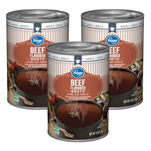 99% Fat Free Beef Broth – 14 oz Cans (Pack of 3)