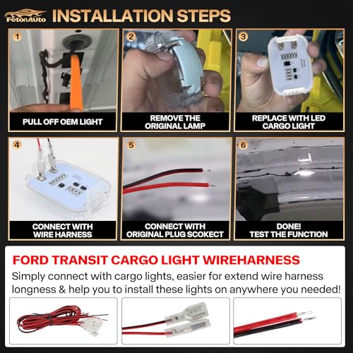 Luces LED Ford Transit con arnés de cables y potente brillo blanco de 6000K 4