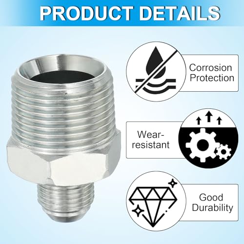 Image of PATIKIL Pipe Adapter Connector 3 /4 inch Male 74 Flare JIC x 1 inch Male R Pipe Fitting 2 Pcs Oil Feed Restrictor Fitting Hydraulic Connector for Oil Steam Water Pipelines System