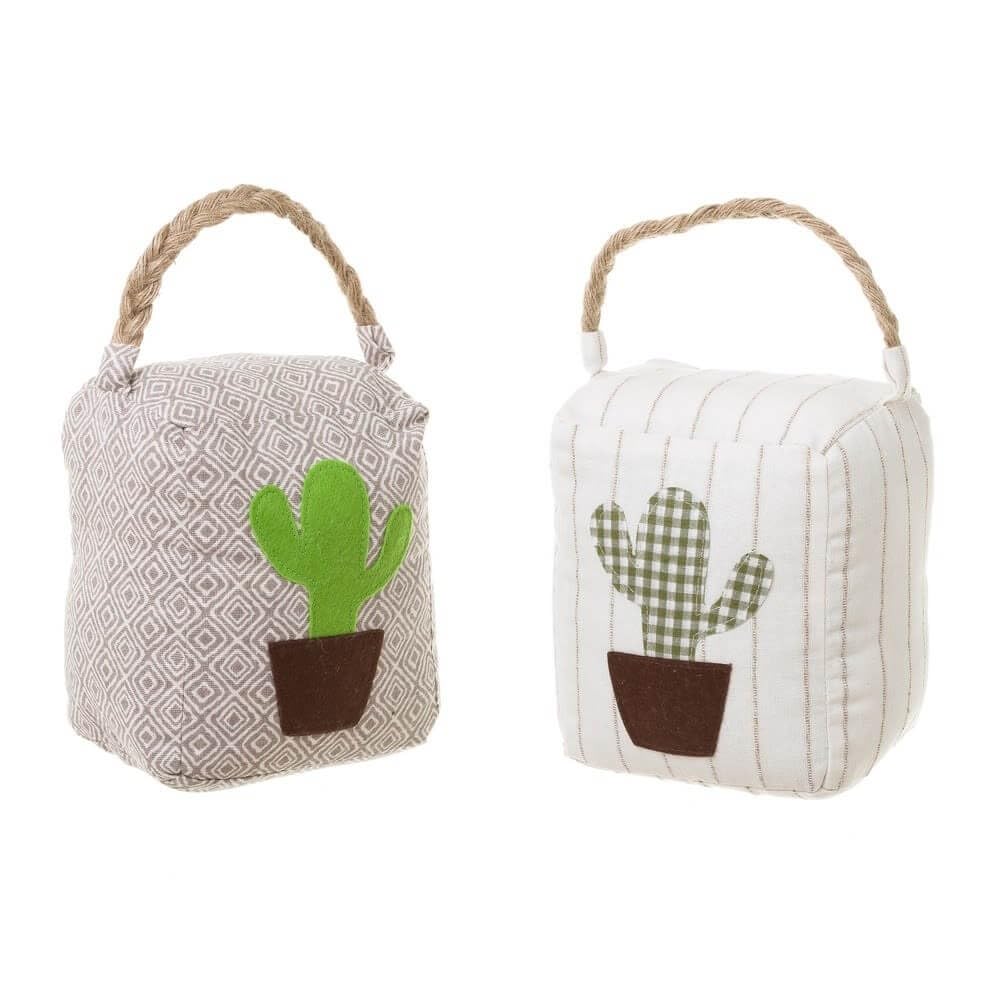 Tope de Puerta Original Decorativo de Cactus de Tela Natural Arena de 12x10x15 cm (2 unidades)