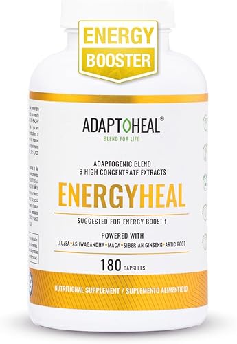 ADAPTOHEAL Adaptógeno Leuzea, Ashwagandha, Rhodiola Rosea, Schisandra y Complejo de Ginseng  Energyheal Adaptogénico Suplemento Energético para