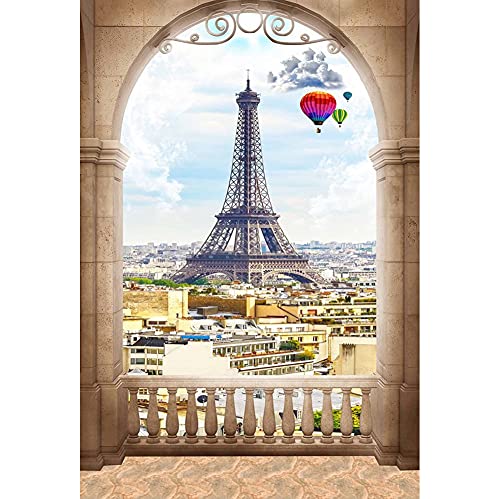 Laeacco Vinyl-Fotohintergrund, romantisch, Paris, Eiffelturm, moderne Stadtlandschaft, Bogenansicht, für Babys, Kinder… – Bild 5