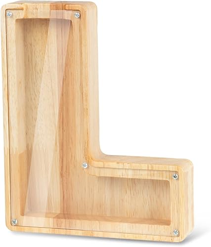 Miniatura 7 de Alcancía de madera personalizada con 26 letras del alfabeto inglés, caja de almacenamiento de dinero con nombre grabado, regalo de ahorro para niños