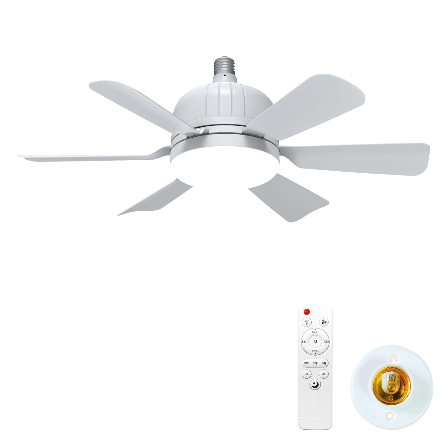 HXYSXHJUO Fan Light - Ceiling Fans with Lights and Remote, 46CM Small 3-Speeds, Time, Dimmable LED, E27 Base for Bedroom Kitchen Room Garage (6 Blades)-B
