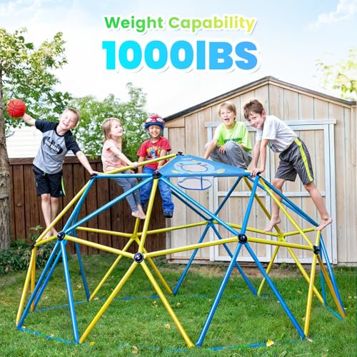 Image of Zupapa Experience Ultimate Fun with the Upgraded Decagonal Geo Dome Climber Playset and Easy Assembly Play Equipment for Kids (Blue, 9FT)
