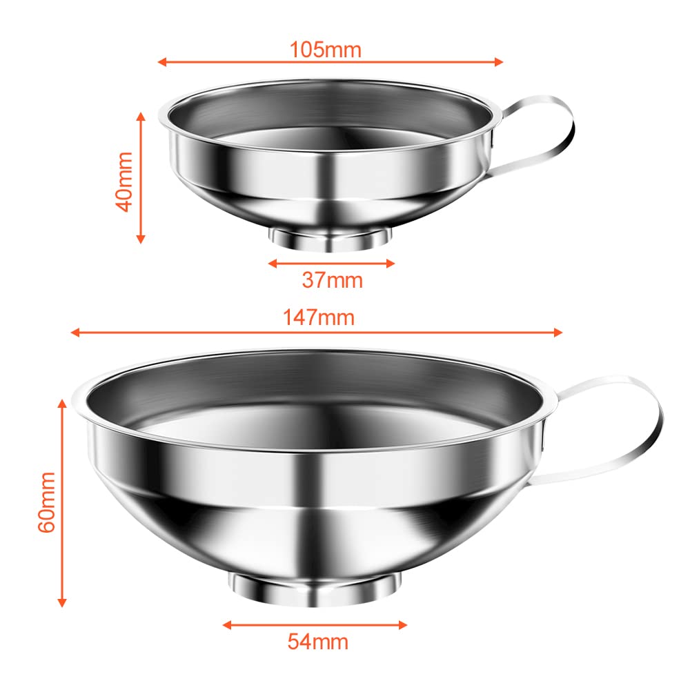 Gvolatee 2 Piezas Embudos de Acero Inoxidable Embudo de Mermelada Embudo de Boca Ancha Para Transferir Polvo Frijoles Y Mermelada