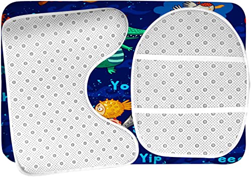 Badezimmerteppich-Set, 3-teilig, Unterwasserpiraten, Krokodil, Krake, Hai, Krabbe, waschbare Badeteppiche, rutschfest, mit Rückenpolster, Konturteppich und Toilettendeckelbezug – Bild 6