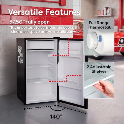Image of Igloo 3.2 Cu. Ft. Refrigerator With Freezer and Bottle Opener, Coke Black