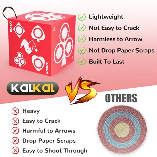 Image of Kalkal Archery Target, 6 Side Foam Archery Target Block with Carry Handle, Easy Arrow Removal, Lightweight Poker Archery Targets for Backyard Practice