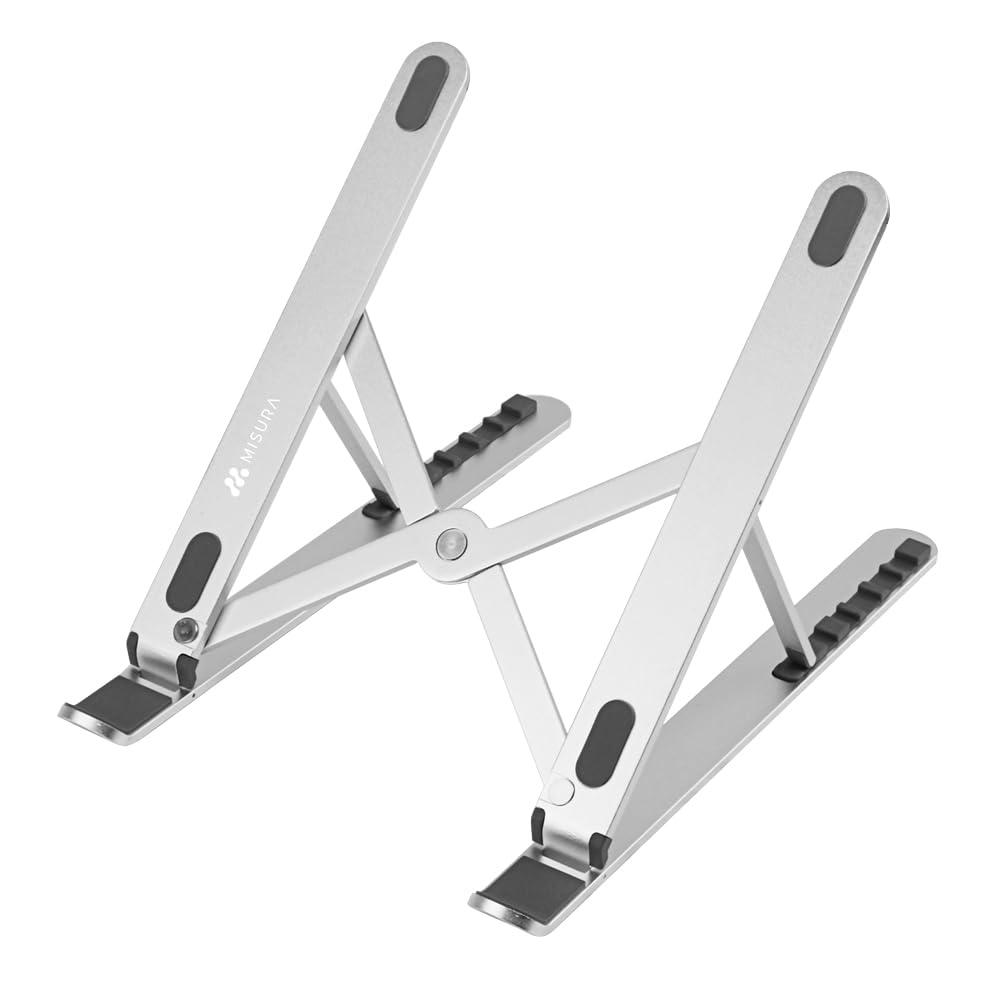 MISURA | Soporte Ergonómico Portátiles y Tablets, Plegable por Completo, 6 Posiciones de Inclinación, Aluminio y Silicona | ME12