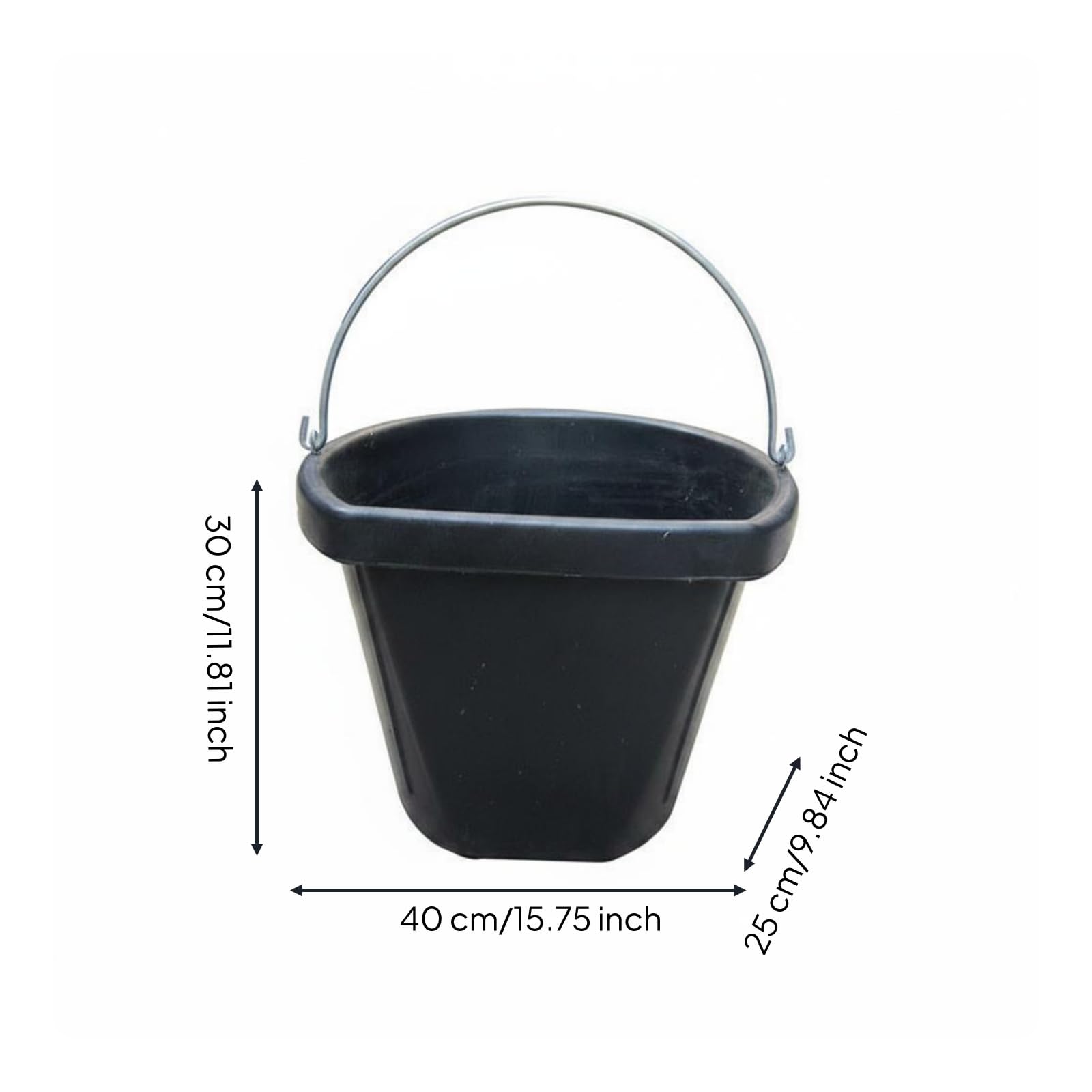 Cubo de Goma Cubo Alimentación Recipiente Contenedor con Asa Metálica Apertura Amplia y Cuerpo para Llenado Ágil Material Adecuado para Campo Estabulación Obra Civil Mantenimiento