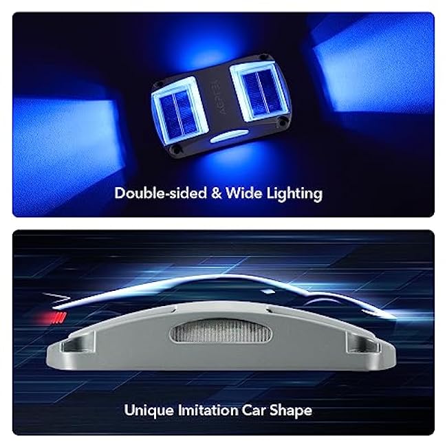 AGPTEK Solar Driveway Lights 12 Pack, Outdoor Deck Dock Marine LED Solar Powered Waterproof Driveway Marker Lights for Warning Step, Sidewalk, Pathway, Garden, Yard (Blue Light)