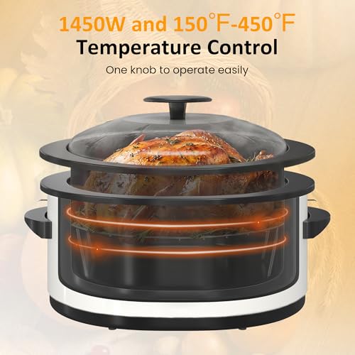 Image of Sunvivi Electric Roaster Oven for Small Families, 8QT Portable Roaster with Self-Basting Lid Defrost & Keep Warm, Adjustable Temp 150F-450F for Baking, Slow Cooking, Buffet Serving & RV Camping