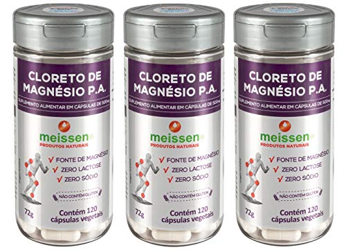 Kit 3x Cloreto De Magnésio P.a.120 Cápsulas 500mg - Meissen