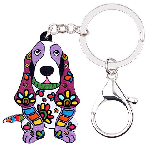 WEVENI Porte-clés en acrylique Motif chien Basset Hound Cover