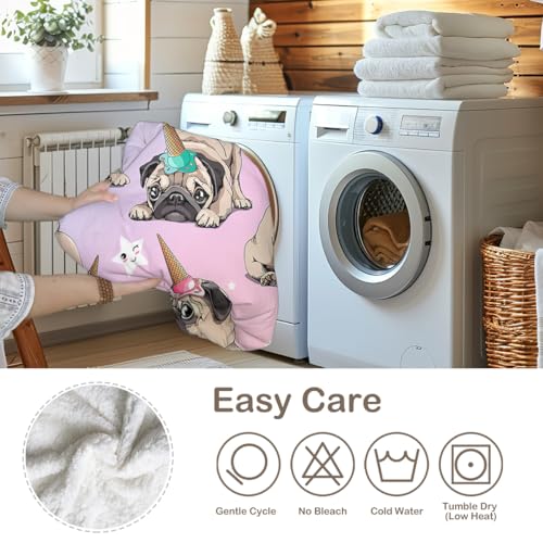 Sleepwish STR0116659043 Pink Pug Blankets For Kids Girls Puppy Dog Fleece Sherpa Blanket Fuzzy Blanket With Pug Dogs Pug Fluffy Blankets Warm Plush Throw Blankets Unicorn Pug Gifts thumb #7