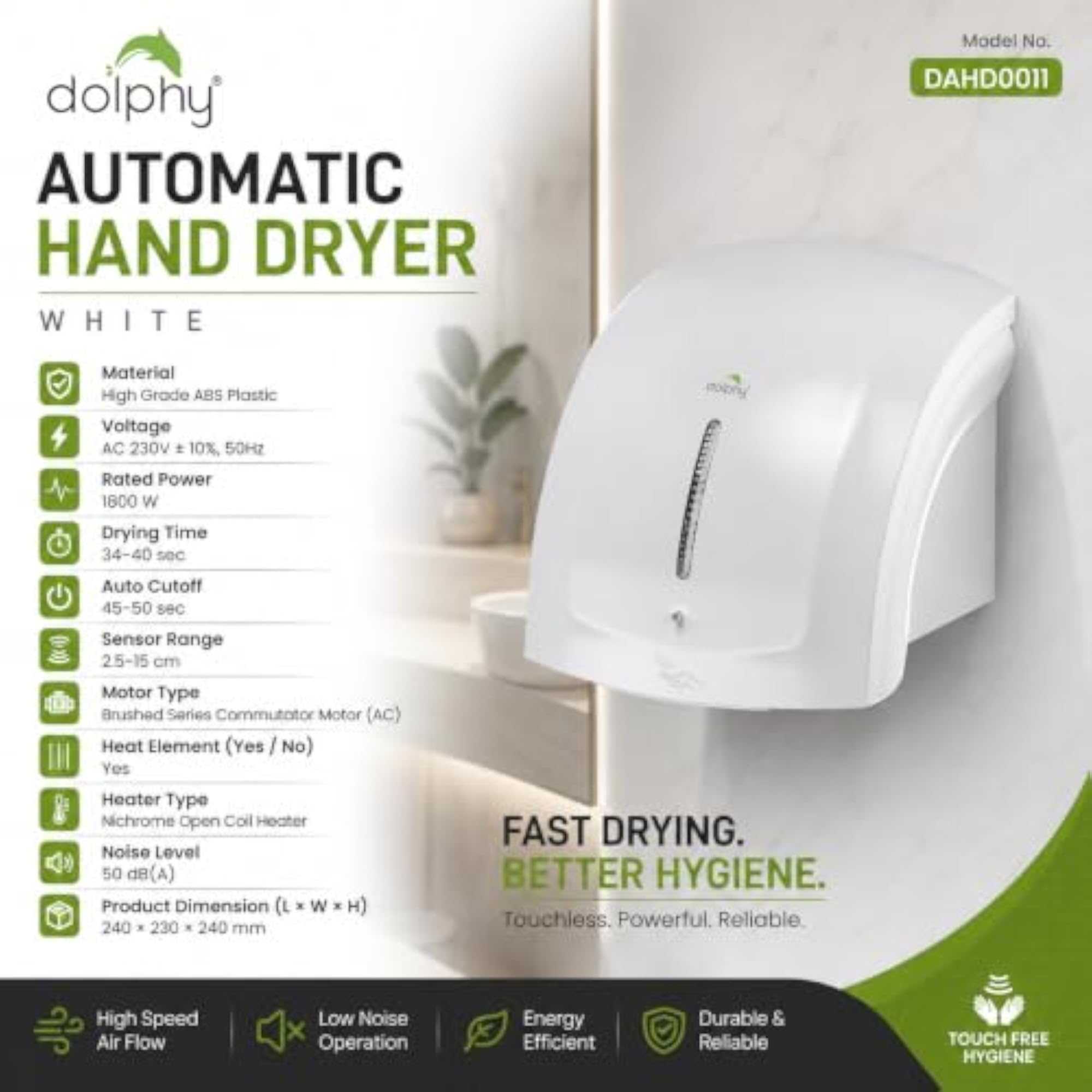 Unique Automatic Hand Dryer, Plastic Design