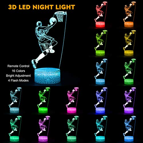 Lámpara de Noche 3D Basketball Man con Control Remoto miniatura 3