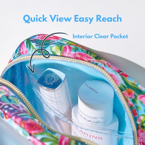 Yarnic Small Makeup Bag, Clear Cosmetic Bag for Purse, Mini Makeup Travel Case, 2 Pack, Tropical3