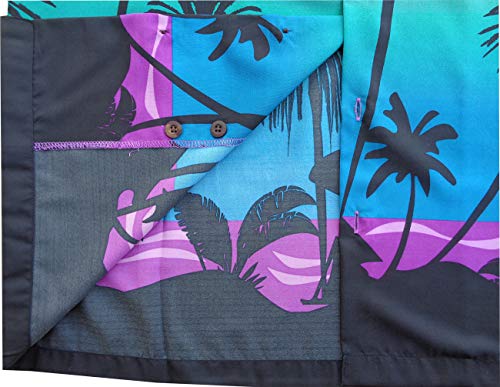 Hawaiian Shirts For Men 42 Tropical Palm Trees Print Aloha Holiday Beach Wear Purple #TOP4