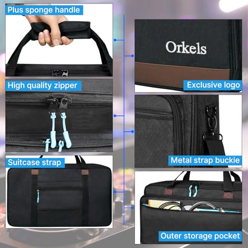 Image of ORKELS DJ Controller Bag, Portable DJ Travel Case with Storage Pocket, Fits Pioneer DDJ 400 SB3 SB2 RB 200, FLX4 REV1, DJ2GO2 Party Mix