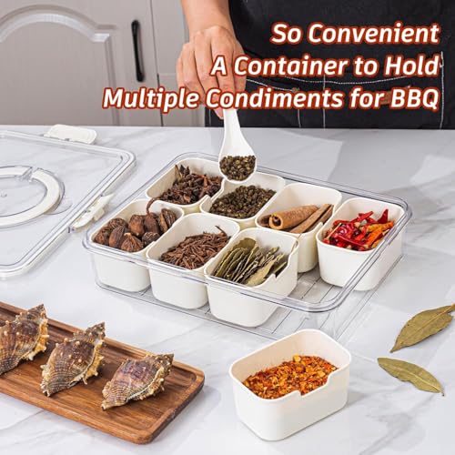 Image of Multi-Grid Fridge Storage Box 8 Compartment Airtight Container for Fruits, Vegetables & Snacks