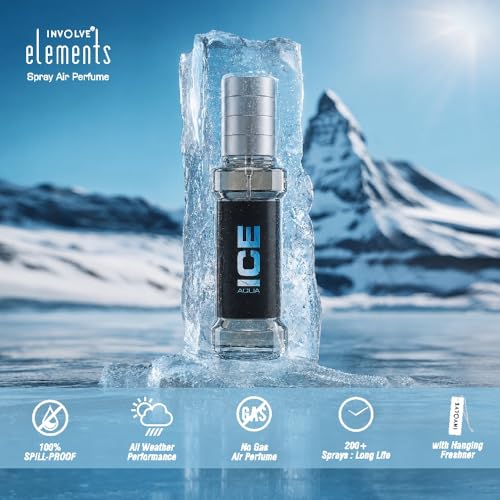 Image of INVOLVE Elements Aqua Ice Spray Air Perfume - Pack of 2 | Fine Fragrance Scent Air Freshener - IELE07-30ml | Car fresheners | Car accessories 2026| Long lasting fragrance | Car perfume