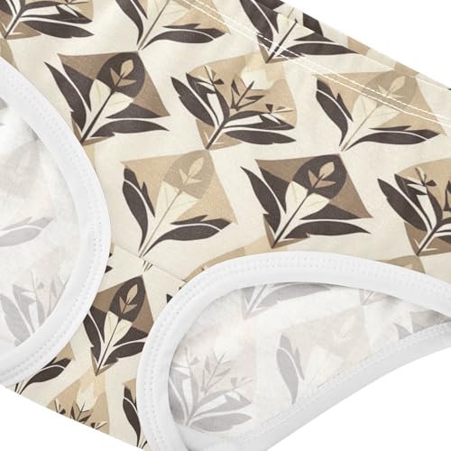 ZZKKO Vintage Geometric Brown Leaf Girls Underwear Toddler Panties for Girls Comfort Brief Size 2-8T3