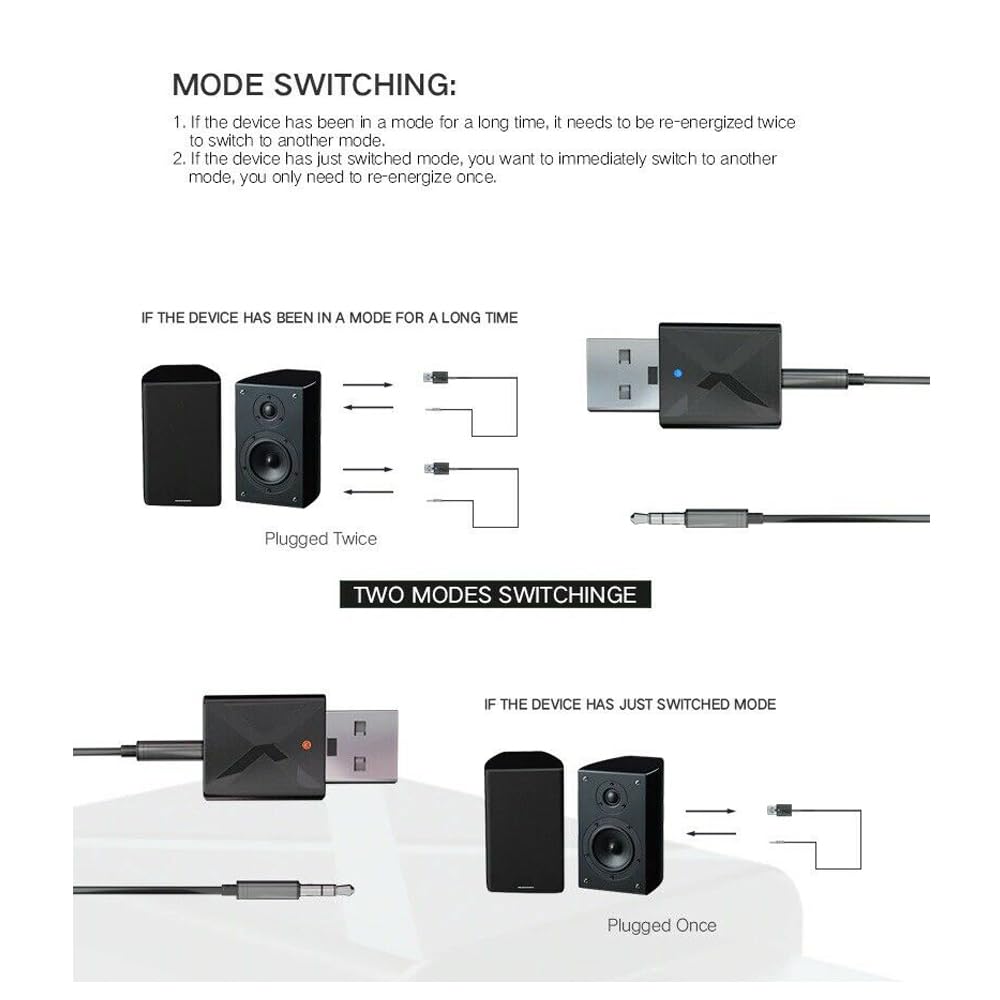 Digitalkey Bluetooth 5.0 Adapter nadajnik i odbiornik USB do telewizora, komputera, słuchawek, głośników, radia samochodowego z kablem audio AUX 3,5 mm