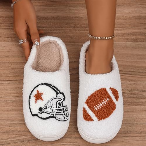 Football Slippers for Women Cute Ball Sports House Shoes Fluffy Plush Cozy House Slippers Soft Warm Home Shoes2