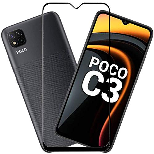 Image of Tempered Glass Screen Protector Compatible For Poco C3 ; Redmi Mi 9A ; Realme C3 Smartphone Full Screen Coverage (Except Edge To Edge) And Free Complete Easy Installation Kit