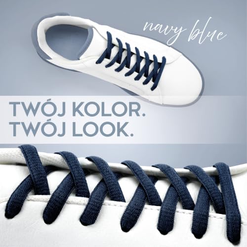 biped LACES 2 pary owalnych sznurowadeł 6 mm – wytrzymałe premium sznurówki z poliestru – sznurówki do butów sportowych, sneakersów i bootsów z2912(#29 Navy Blue,120 cm)