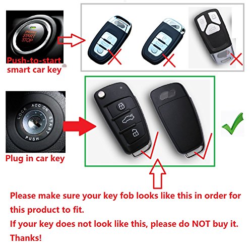 M.jvisun Soft Silicone Rubber Carbon Fiber Texture Case For Audi Flip Car Remote Key Fob Cover For Audi A1 A3 A4 A6 A8 Quattro Q2 Q3 Q7 R8 Rs3 Rs6 S3 S6 Tt Tts Remote Key - Black - Round Keychain #TOP1
