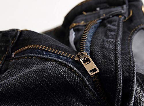 Chowsir Men Vintage Skinny Moto Biker Jeans Stretch Ripped Patch Jeans Straight Denim Pants4