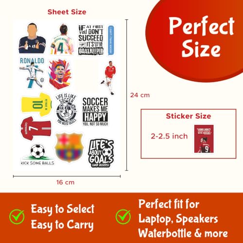 Image of Pack Of 65 Football Soccer Stickers For Laptop, Planner, Diary, Waterproof Residue Free, self adhesive