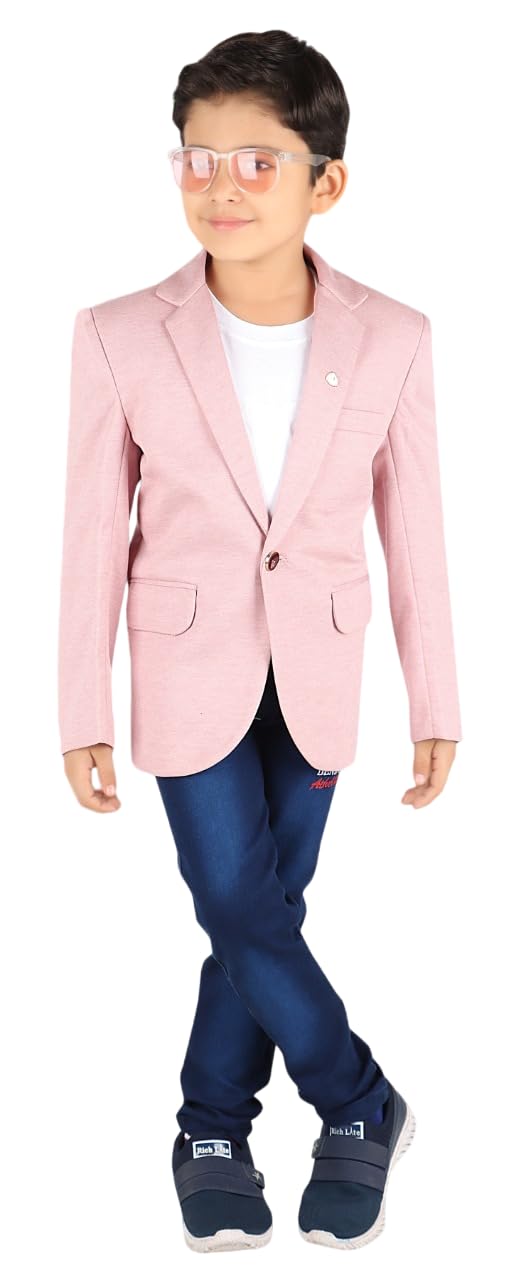 HAROADS Stylish Boys' Blazer - Elegant Formal Jacket for Kids Lycra Material Peach Colour |7-8 Year 1
