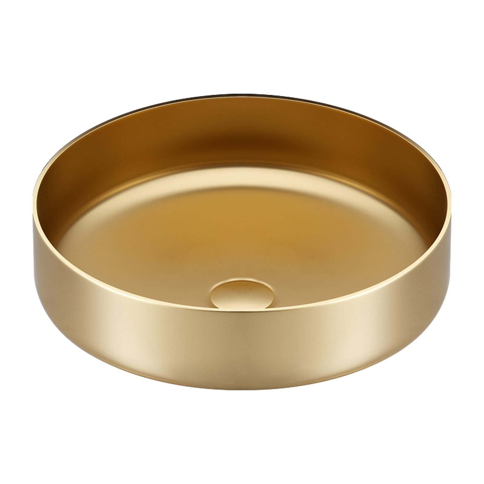 Bathroom Countertop Vanity Sink Round Matte Stainless Steel Bathroom Vessel Sink 15.2 Inch Above Counter Vanity Countertop Sink Art Basin for Bathroom Hotel Dressing Tabl