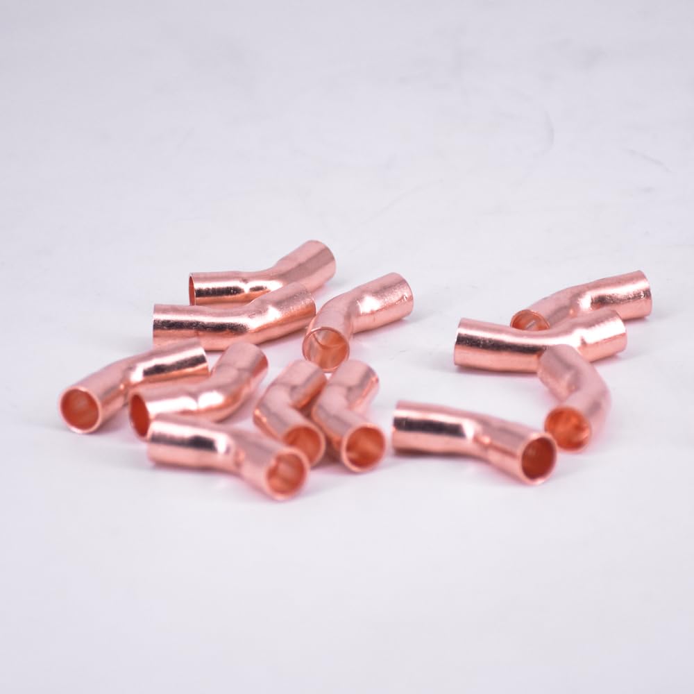 1/4" 3/8" 1/2" 3/4" 1" 10 15 16 19 22 25.4 28mm ID Copper End Feed Solder 45 Degree Elbow Fitting Coupler For Air Condition(ID 67mm Wall 3.0mm) Brass Hose
