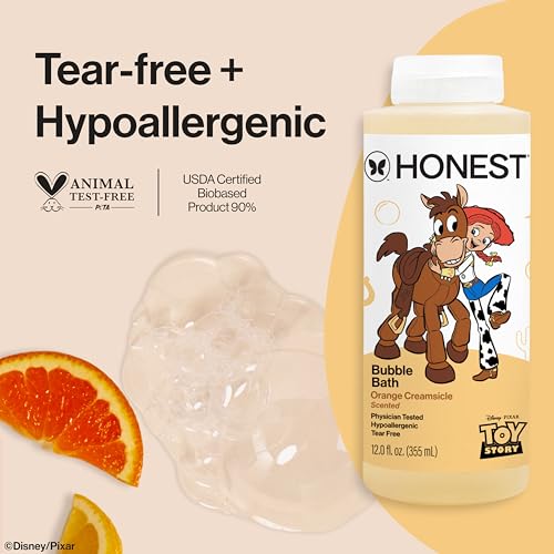 Image of The Honest Company Foaming Bubble Bath, Gentle on Skin, Dermatologist Tested, Tear Free, Hypoallergenic, Disney and Pixar's Toy Story, Orange Creamsicle