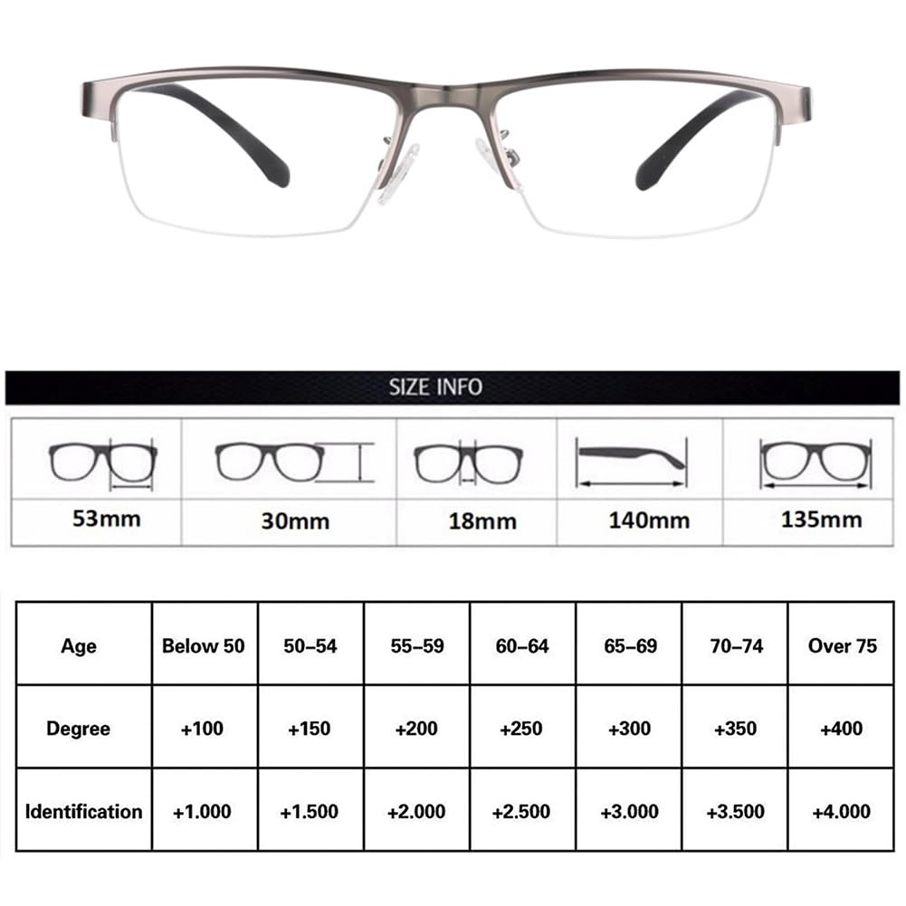 JIETIAN Gafas de Lectura fotocromáticas para Hombre, HD Asféricas Lentes de resina/UV400 Gafas de Sol Marco de Metal,Negro,+0.5