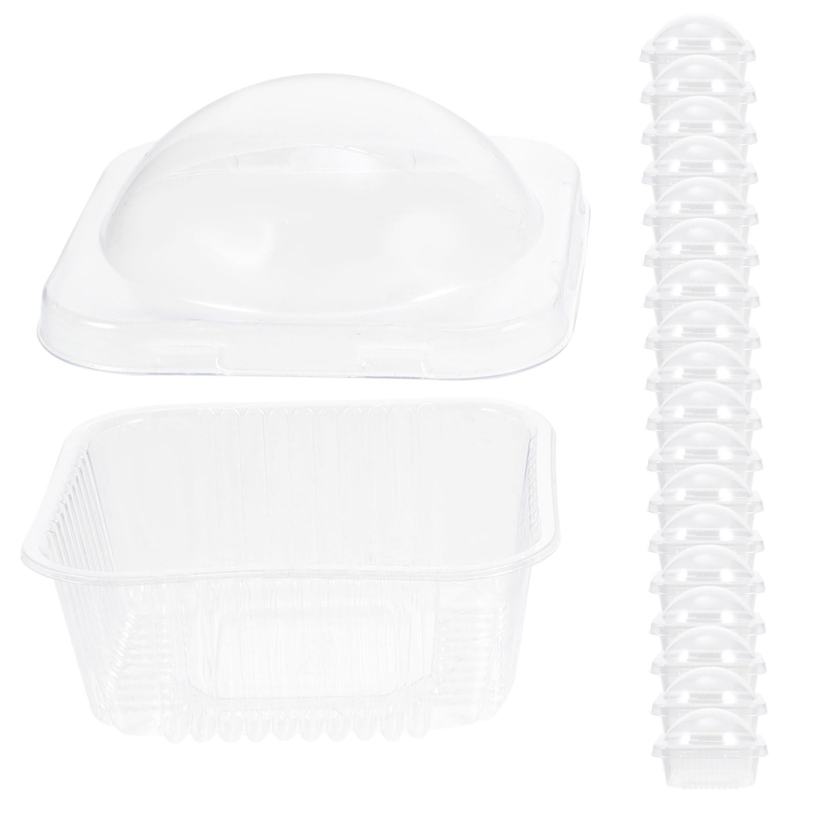 Garneck 50 Pack Cupcake Boxes Bulk Valentine's Day Muffin Dome Containers with Lids Single Cupcake Carrier Plastic Packaging Box for Wedding Birthday