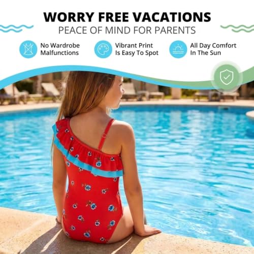 Image of Kanu Surf Girls Morgan Floral Ruffle 1-Shoulder 1-piece Swimsuit