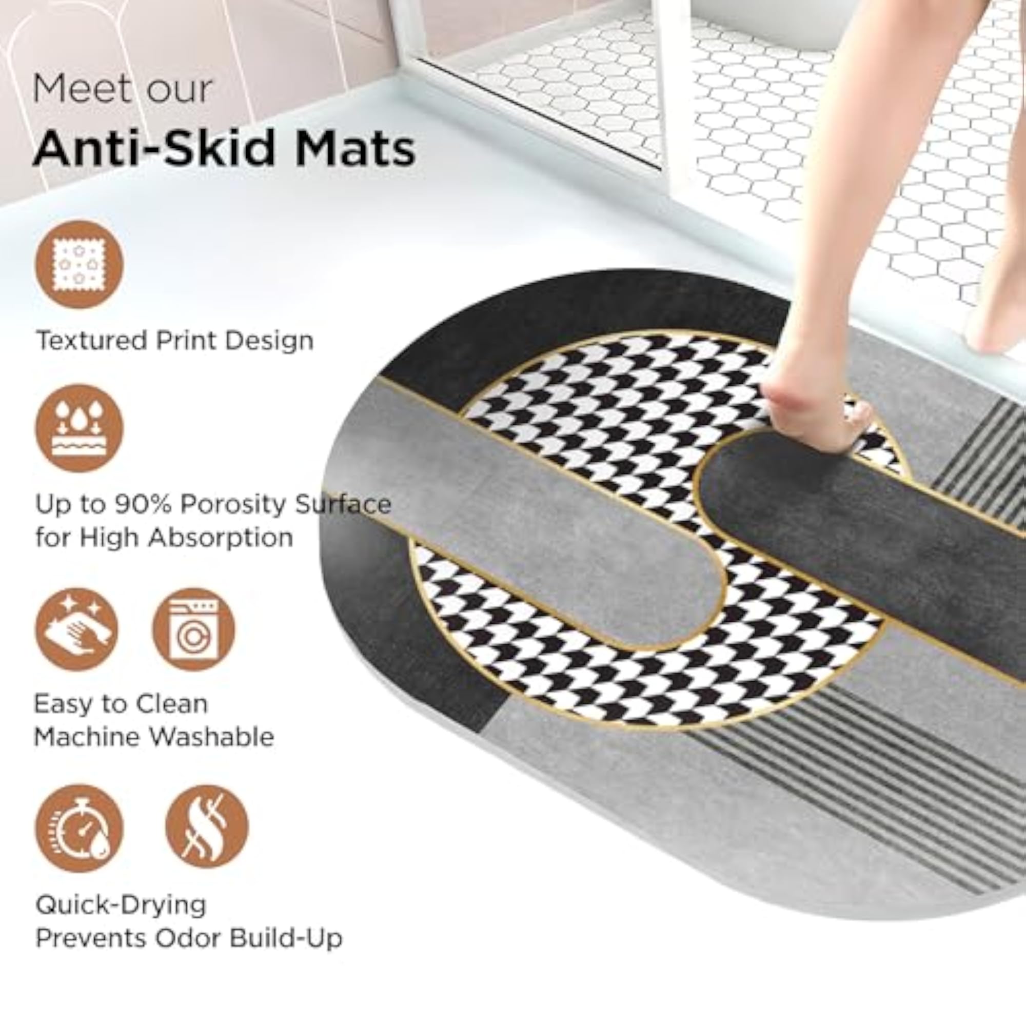 Polyester Non-Woven Felt Bath Mat, Anti Skid